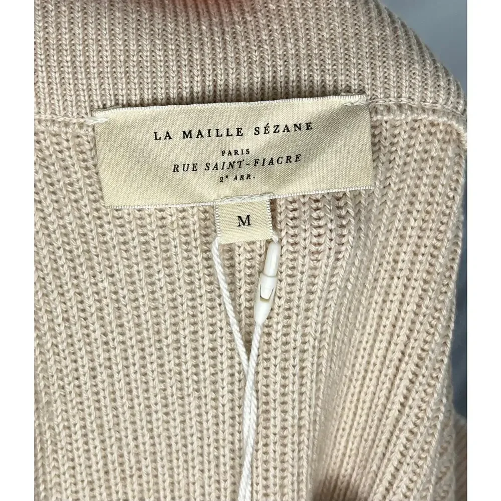 SEZANE M Medium Naelle Skirt Ribbed Beige Natural Midi Length Merino Cotton NWT - Picture 4 of 10